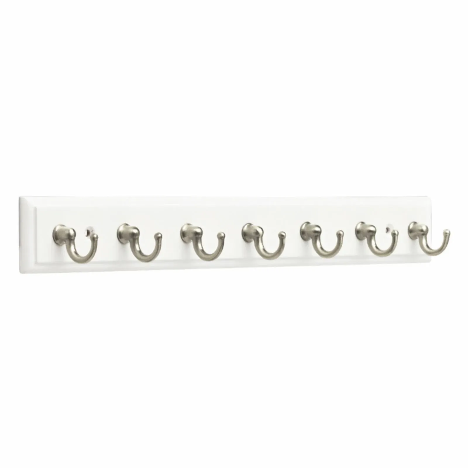 Franklin Brass FBKEYT7-WSE-R Key Rail with 7 Hooks, White/ Satin Nickel