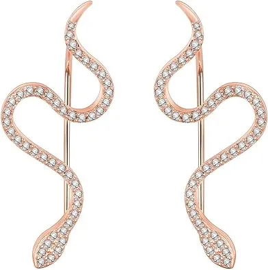 AoedeJ Snake Ear Climber Earrings Cubic Zirconia 925 Sterling Silver Ear Crawler ...