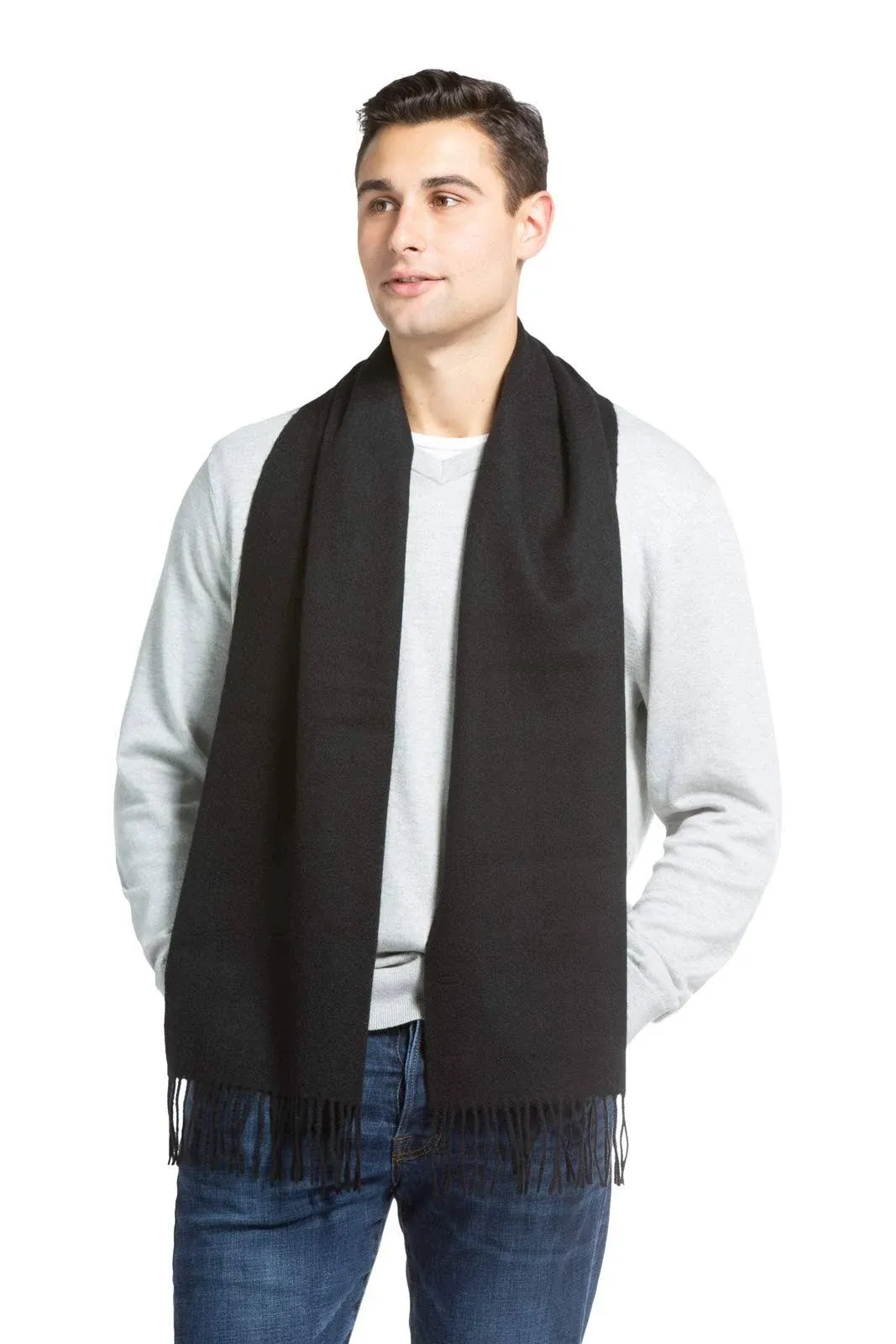 Fishers Finery Men's 100% Pure Cashmere Scarf, Herringbone