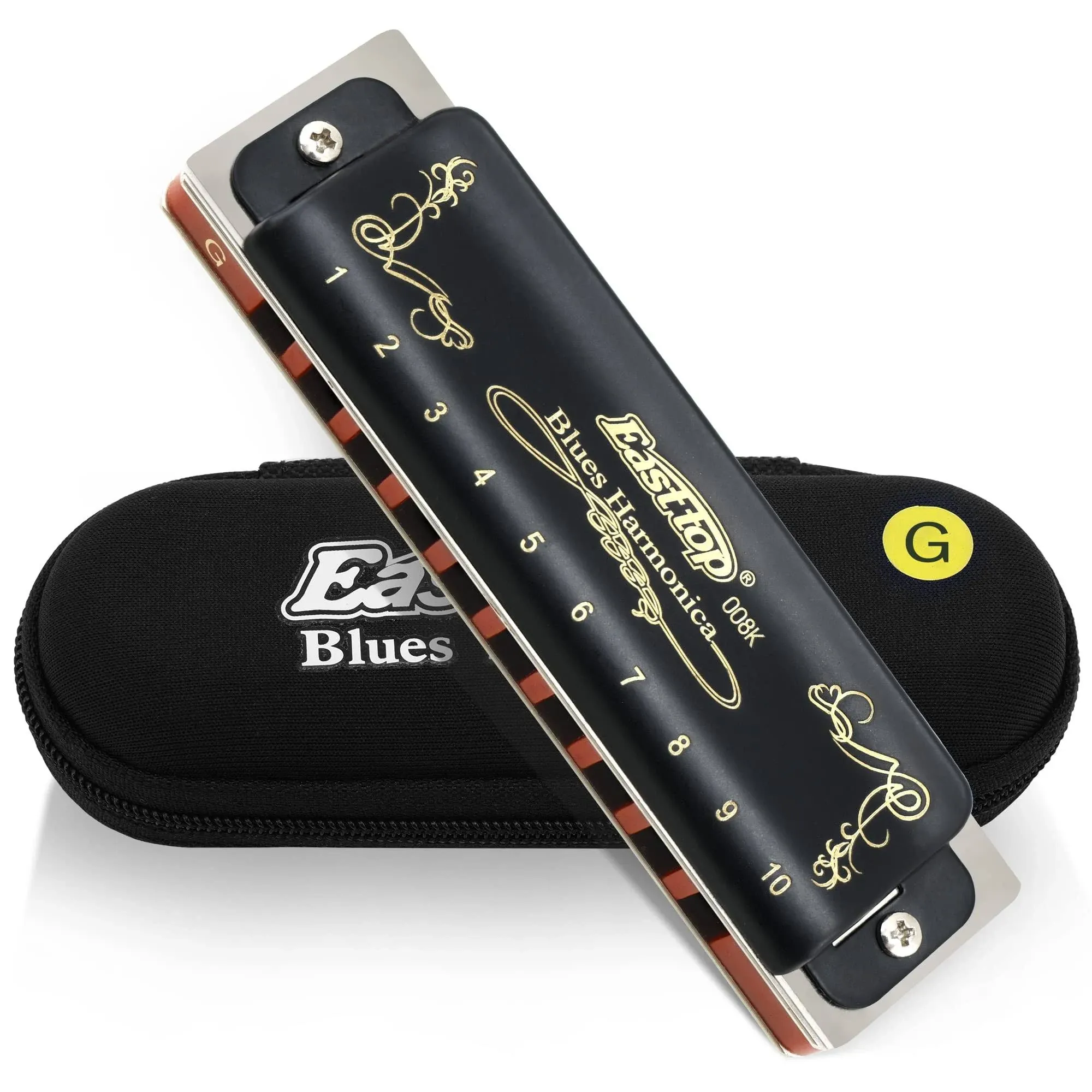 East Top 10 Holes Diatonic Blues Harmonica,harmonicas for Beginners and ...