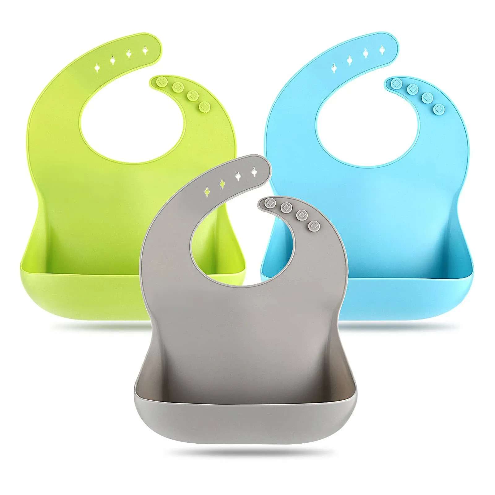 Silicone Bibs for Babies &amp; Toddlers Set of 3 Silicone Baby Bibs for Boy and Gir