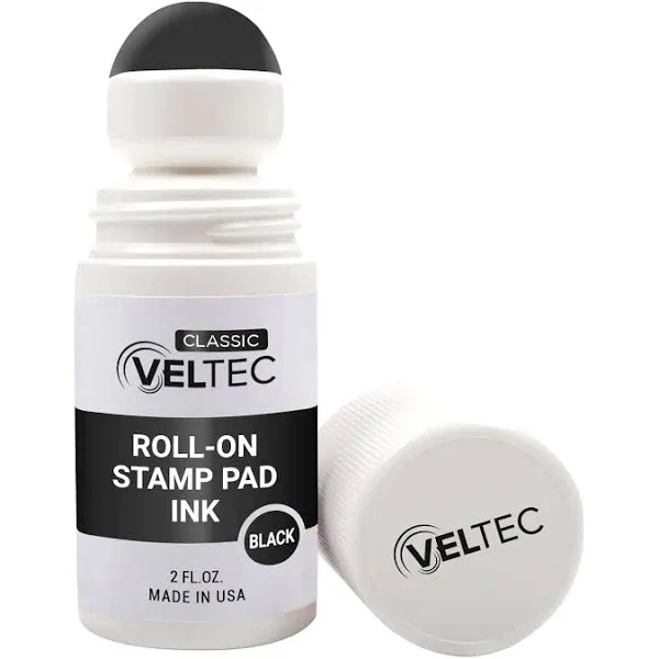 Veltec Classic Roll-On Stamp Pad Ink Refill, 2 oz Bottle, Apply to Ink Pad with ...