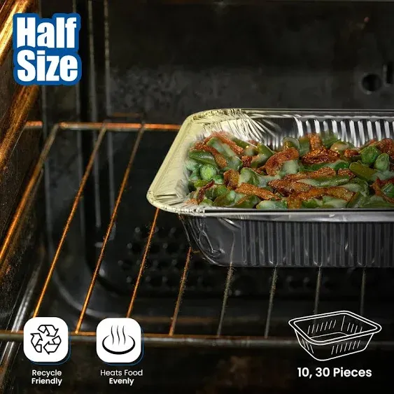 EHOMEA2Z Aluminum Pans Disposable Half Size (20 Pack) 9x13 - Heavy Duty Aluminum Foil, 9x13 Baking Pan, Eco-Friendly & Safe, Lightweight, Durable, Recyclable, Great for BBQ & Crawfish Trays