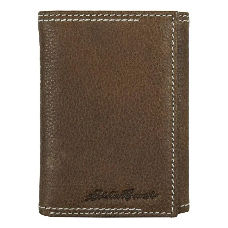 Eddie Bauer Men's Signature Leather Trifold Wallet