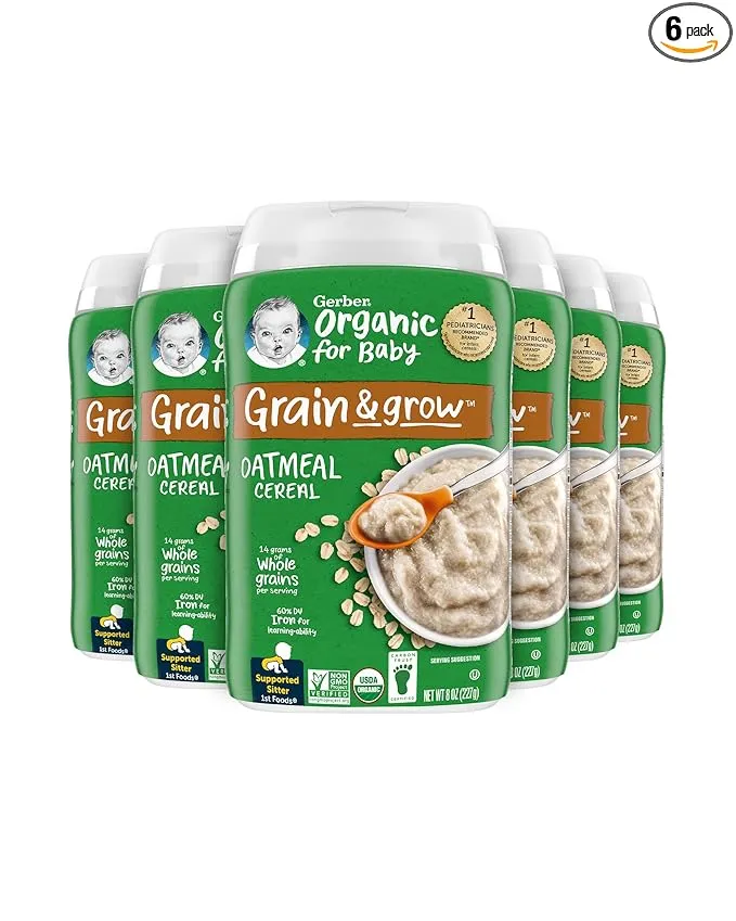 Gerber Organic 1st Food Single Grain Oatmeal Cereal, 8 Ounce -- 6 per case.