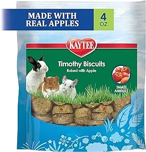 Kaytee Timothy Biscuits Baked Treat for Pet Guinea Pigs, Rabbits , Apple, 4 oz