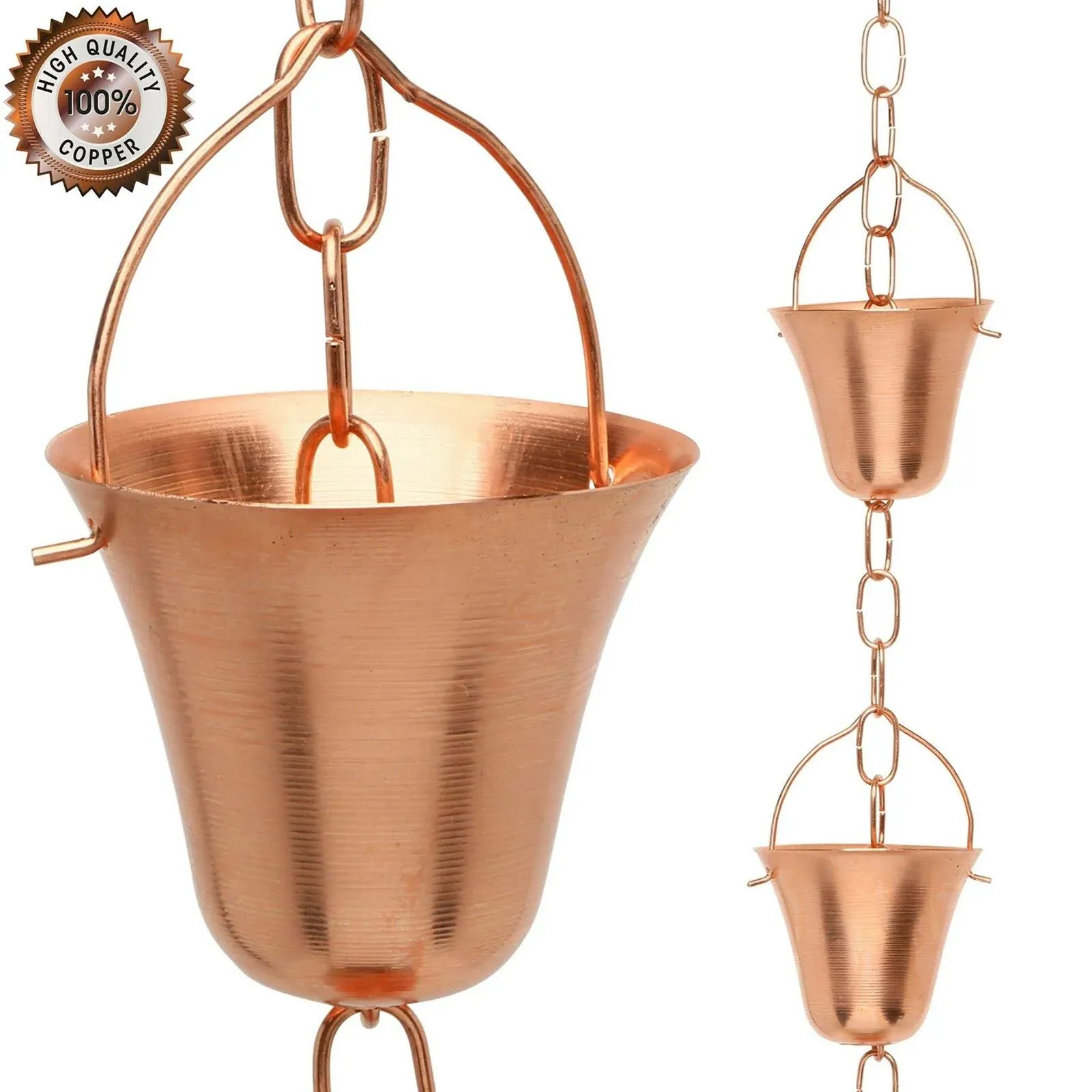 Marrgon Copper Rain Chain – Decorative Chimes & Cups Replace Gutter Downspout