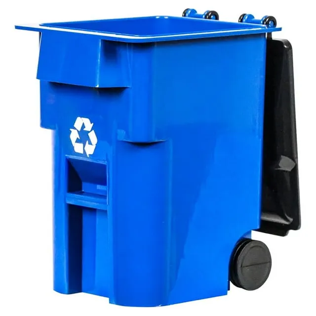 Blue Recycling Trash Can With Lid & Wheels for WWE & AEW Wrestling Figures