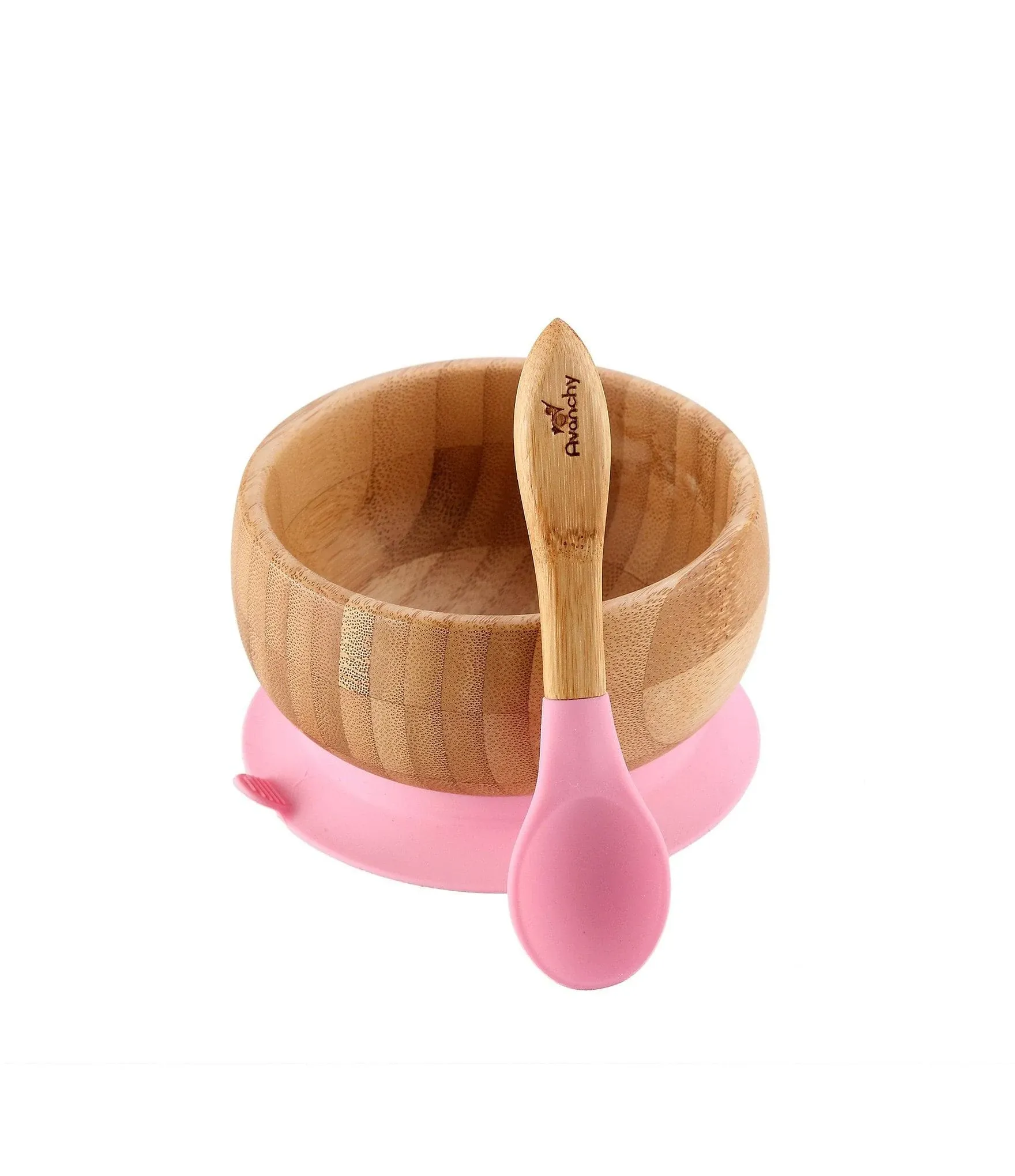 Avanchy Bamboo Stay Put Baby Bowl & Spoon, Pink