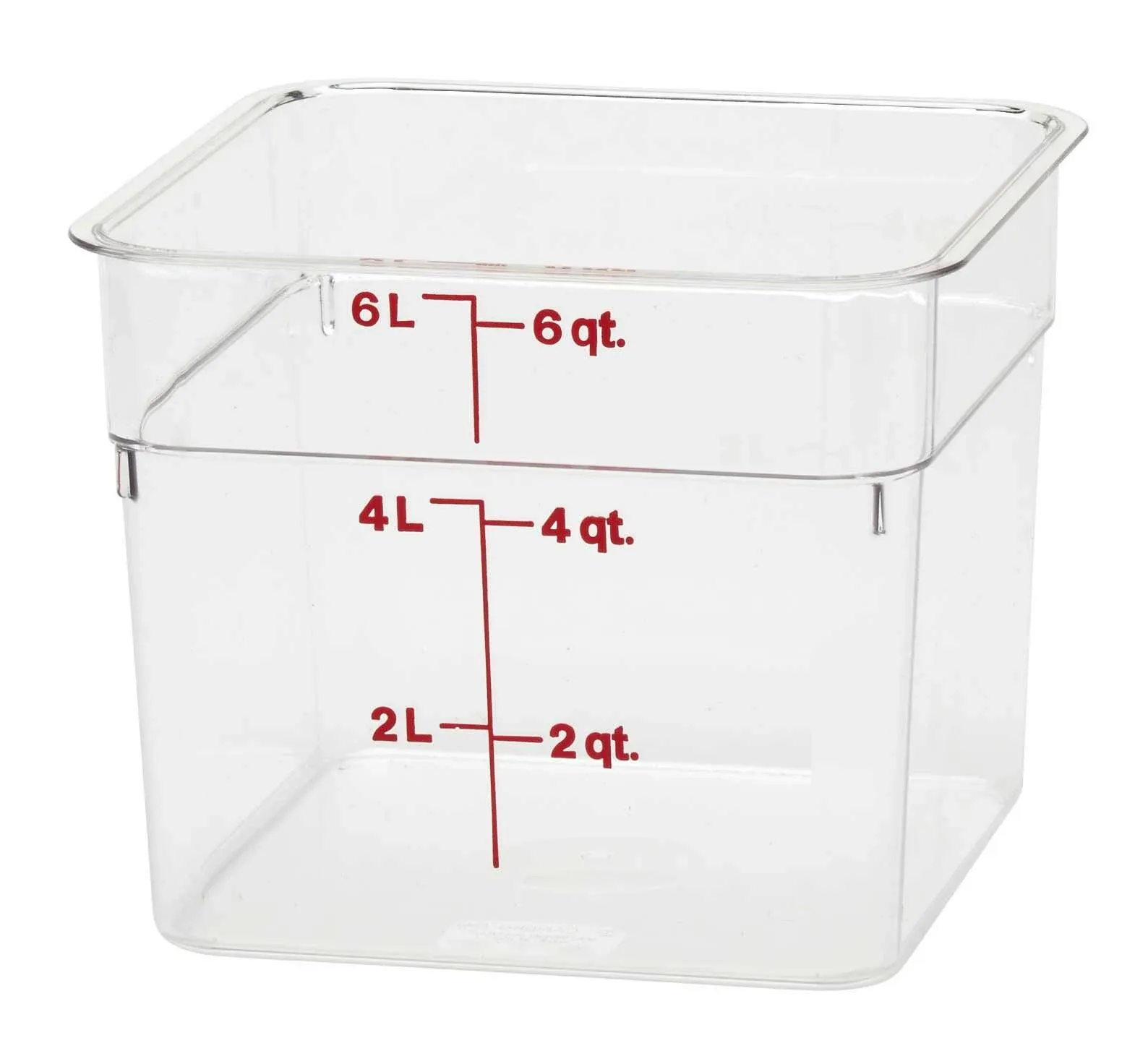 Cambro 6 Qt. CamSquare® Food Storage Container, 8 3/8" L x 8 3/8" W x 7 1/4" H, Clear (6SFSCW135)