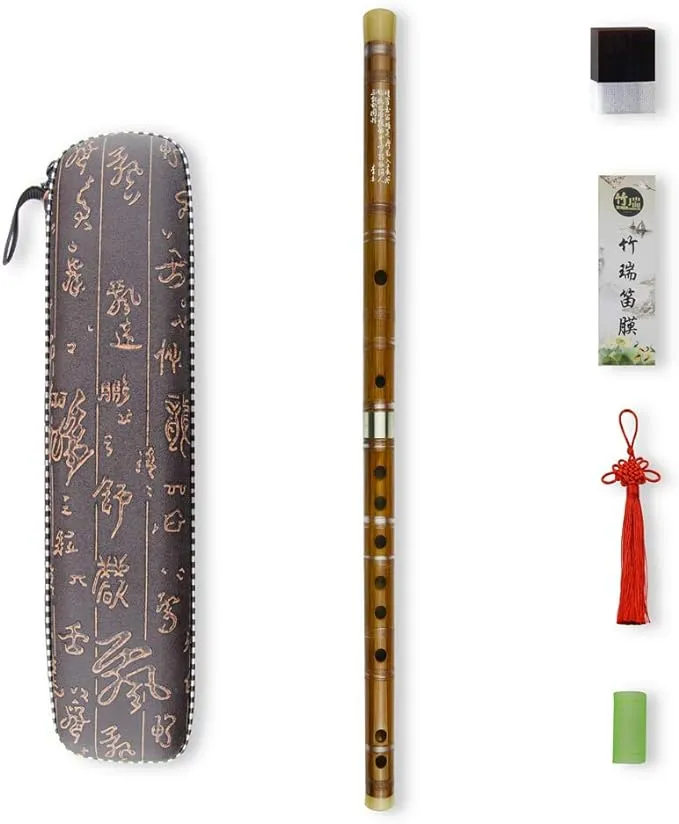 C Key Dizi Bitter Bamboo Flute for Beginners with Free Membrane & Glue & Protector Set Traditional Chinese Instrument