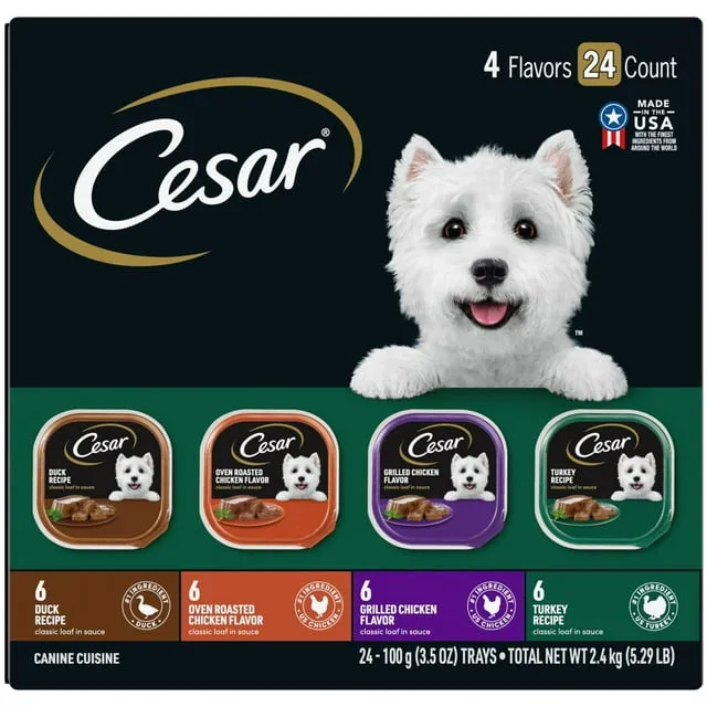 Cesar Canine Cuisine, Filets in Sauce, 24 count - 24 pack, 100 g trays