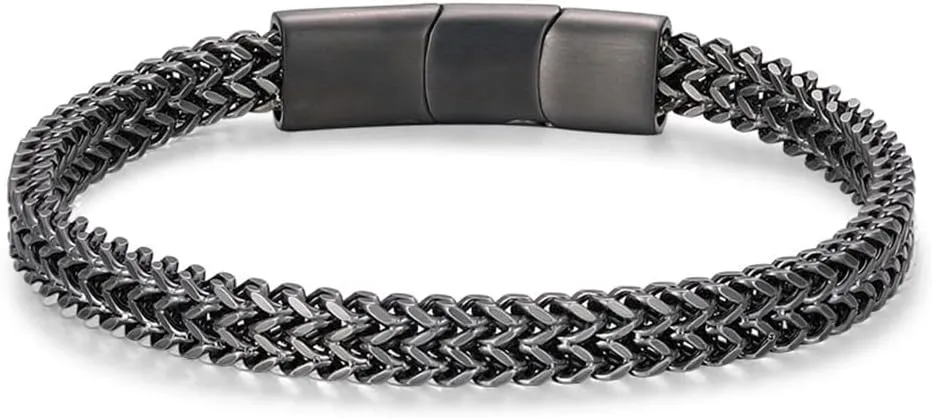 LUCKY2+7 Bracelets for Men-Stainless Steel Magnetic Clasp Franco Chain Mens Bracelet