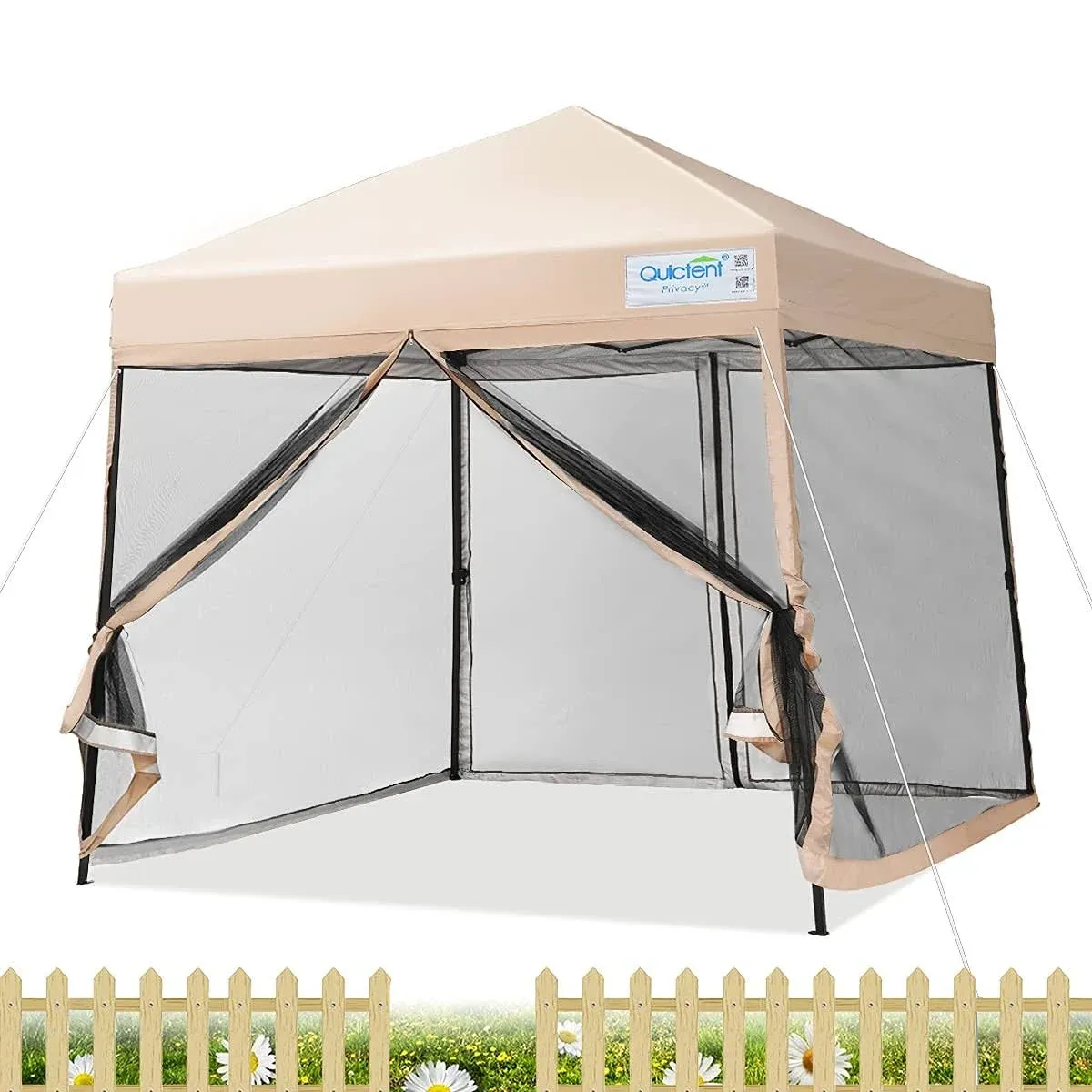 Quictent 9'x9' Slant Leg Pop Up Canopy Tent with Mosquito Netting, Instant Screen ...