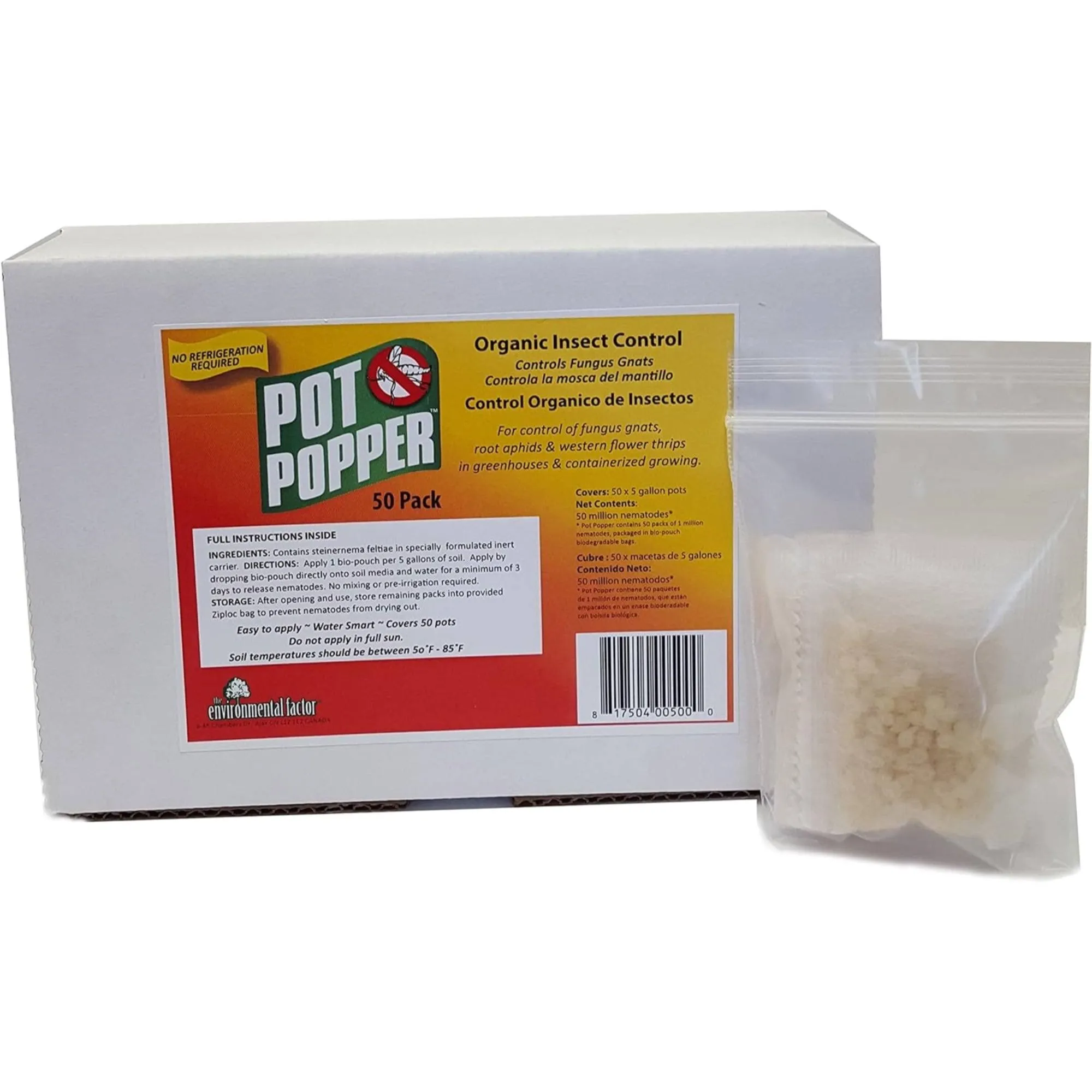 The Environmental Factor 7000500 Pot Popper Pro Gnat &amp; Thrip Control, 50 pk