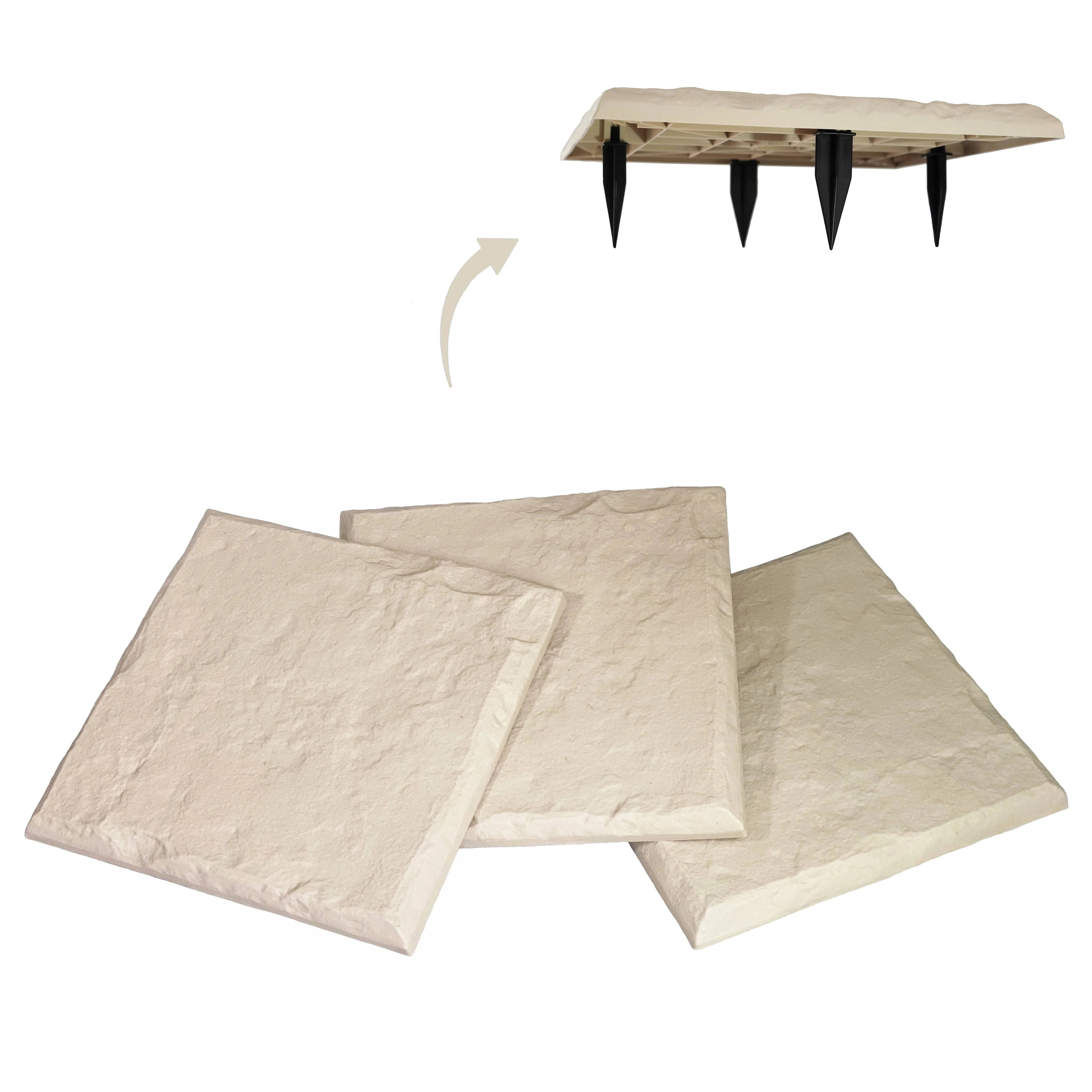 Gardien 15.5” Outdoor Decorative Stepping Stones with Ground Stakes - Beige Limestone Color