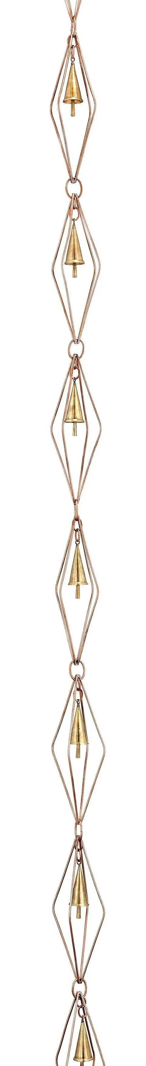 Good Directions 8.5 ft. Diamond Pure Copper Rain Chain with Bells