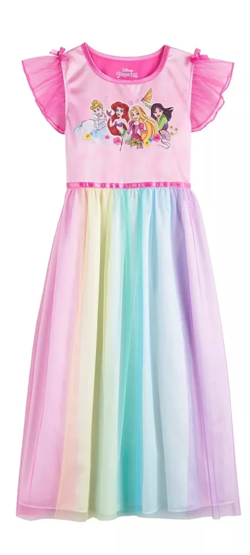 Disney Princess Rainbow Nightgown Pajama Dress, Rainbow / 8