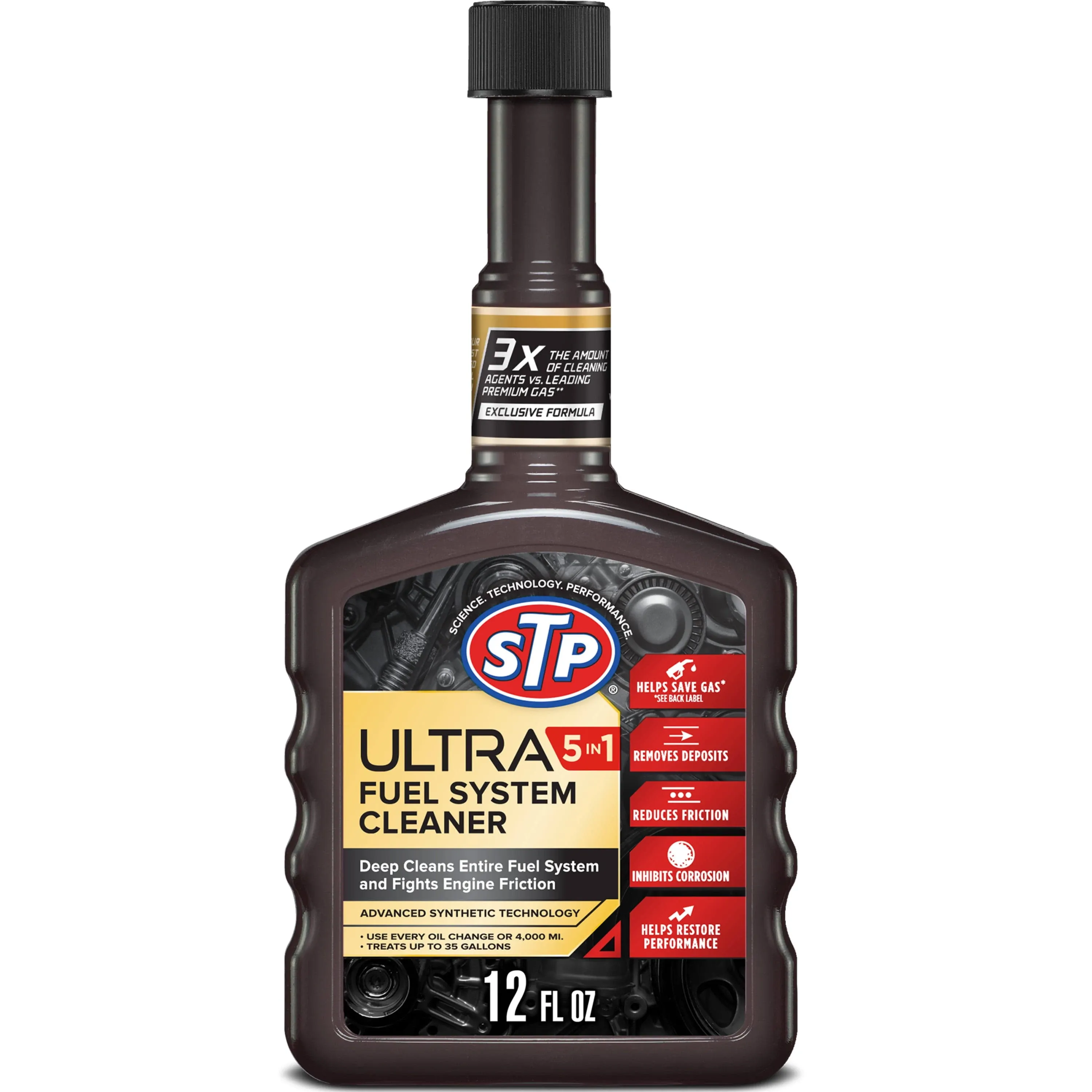 STP Ultra 5 In 1 Fuel System Cleaner and Stabilizer, System Fuel Cleaner Deep Cleans Fuel System and Fights Engine Friction, 12 FlOz