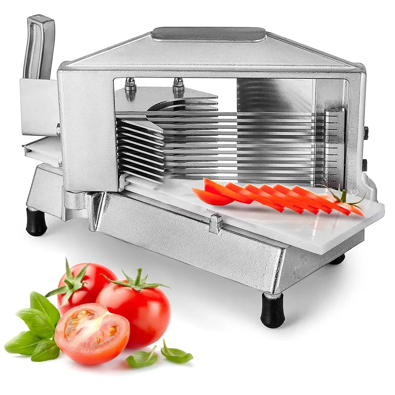 VEVOR Commercial Tomato Slicer 1/4" Heavy Duty Cutter with Built-in Cutting Board for Restaurant or Home Use