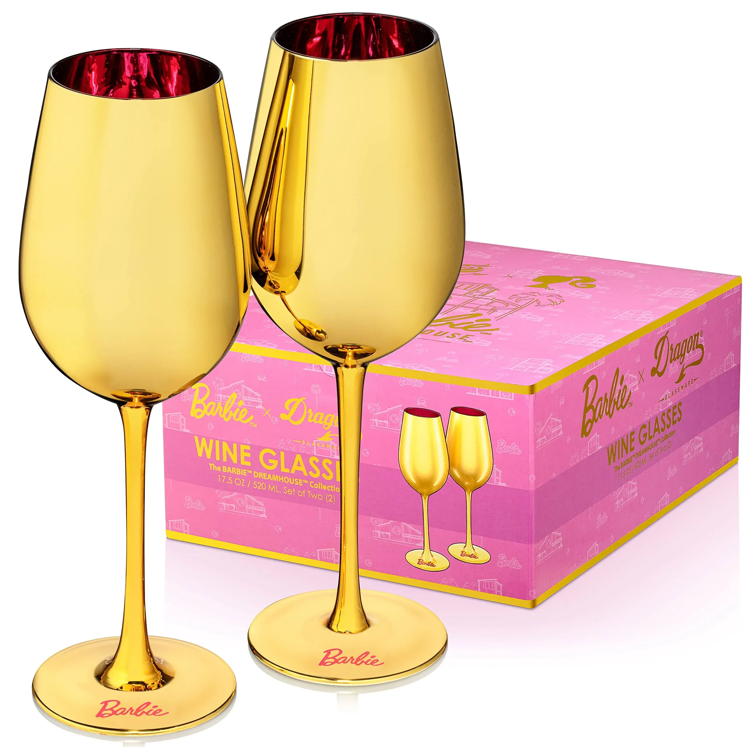 Dragon Glassware x Barbie Wine Glasses, Dreamhouse Collection\xa0Set of 2