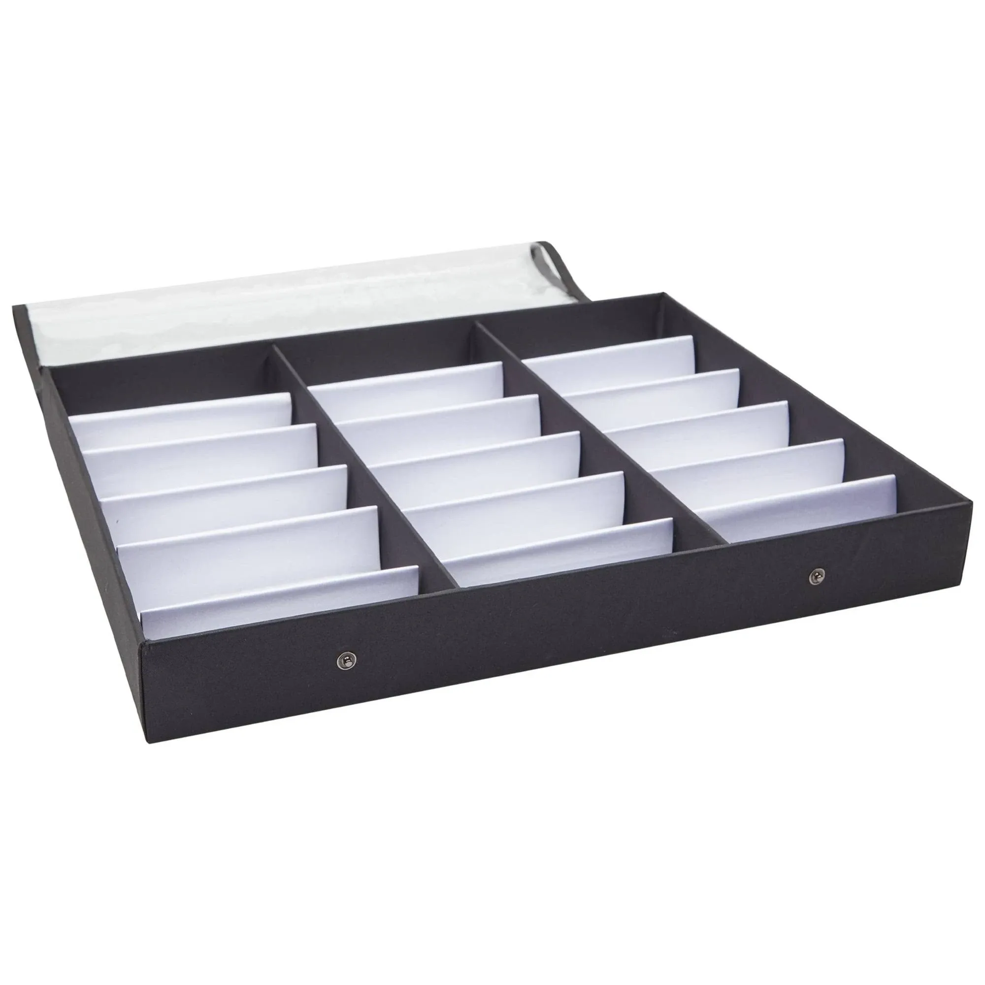 Juvale Sunglasses Organizer, 18 Slot Display Case (18.5 x 14.25 x 2.5 in, Black)