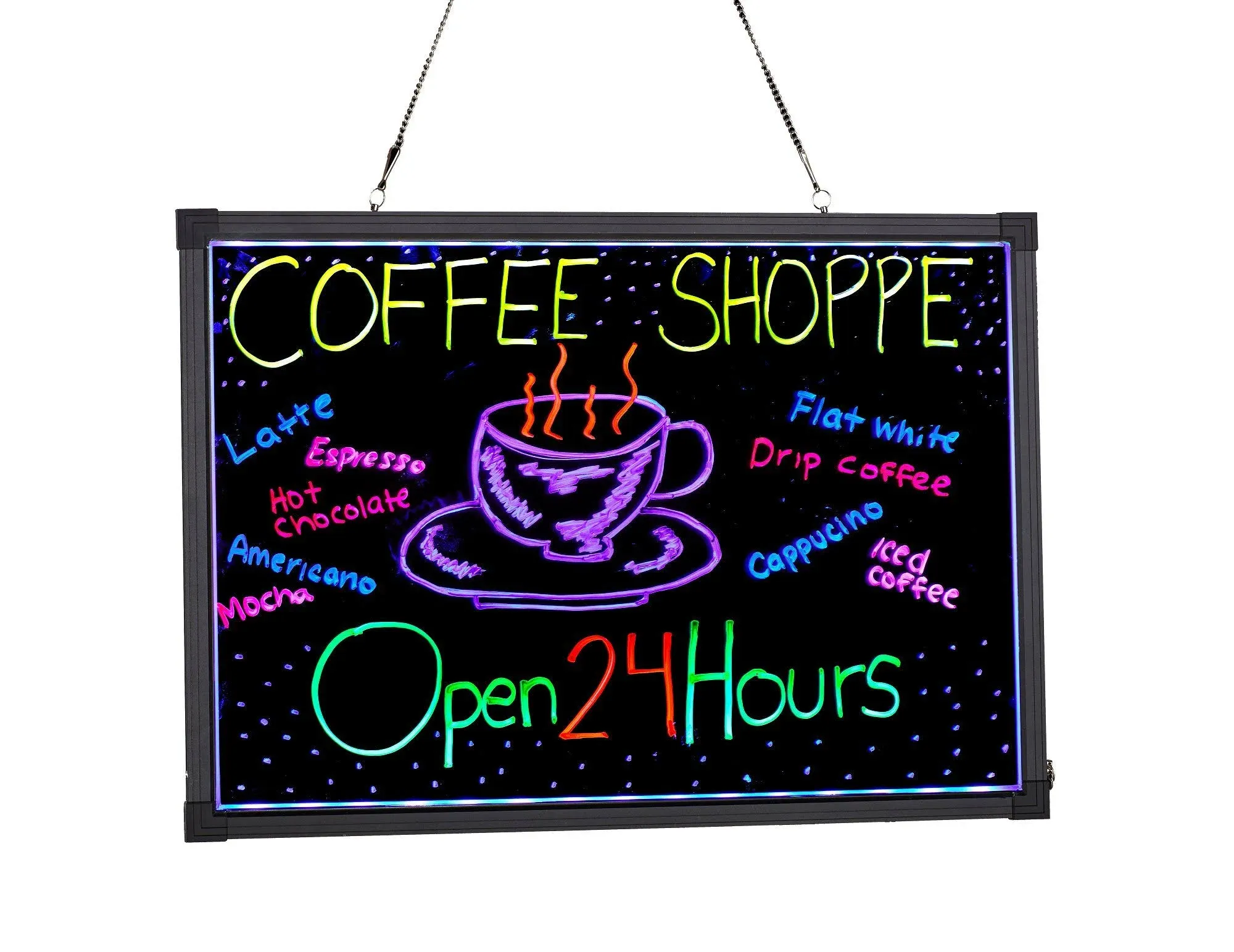 Alpine 495-03 LED Illuminated Hanging Message Writing Board 20" x 28"