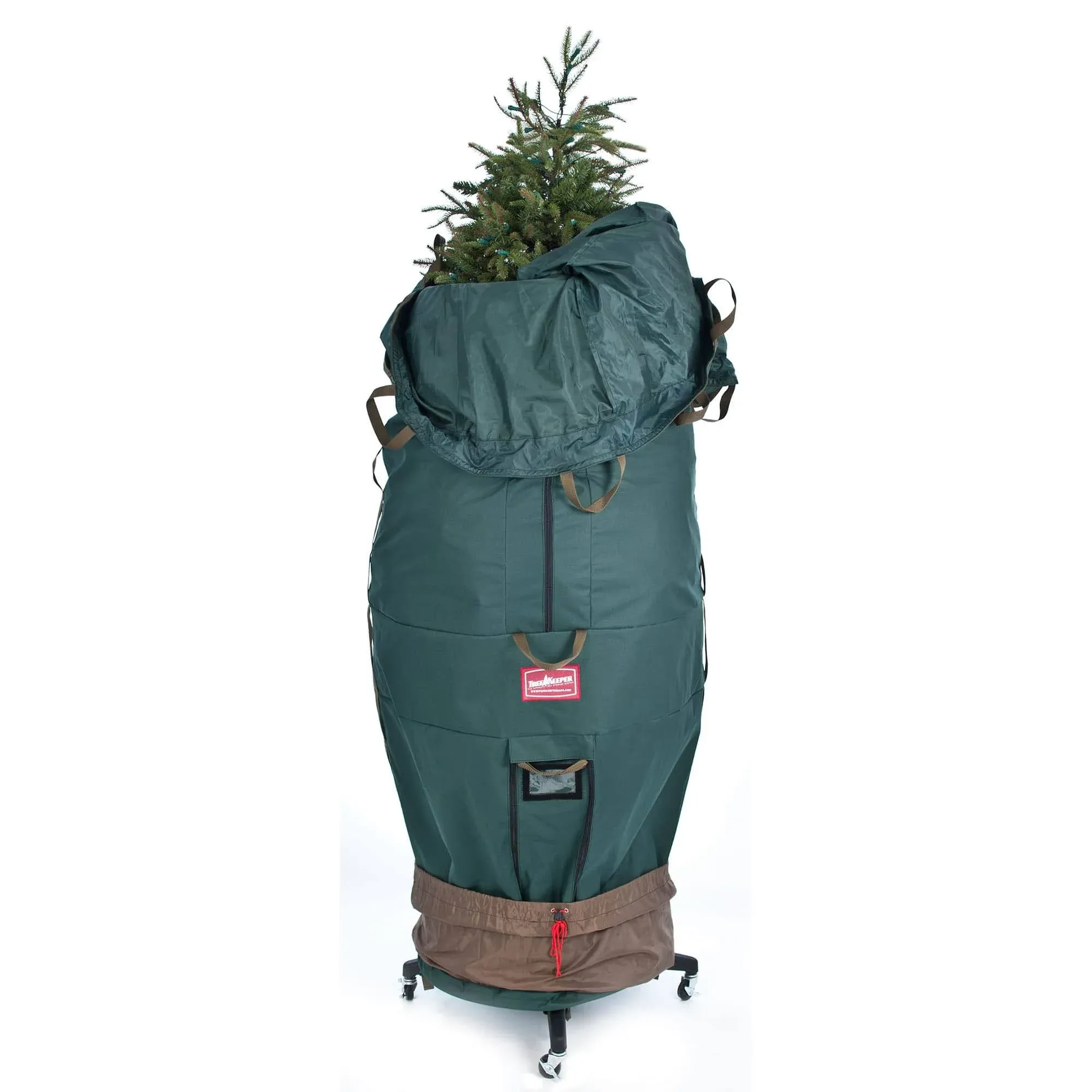 Large Girth Upright Christmas Tree Storage Bag With Wheels In Green