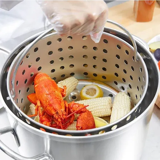 Truecraftware 16 qt. Aluminum Steamer Basket, Fits 16 qt. Stock Pot, Steamer ...