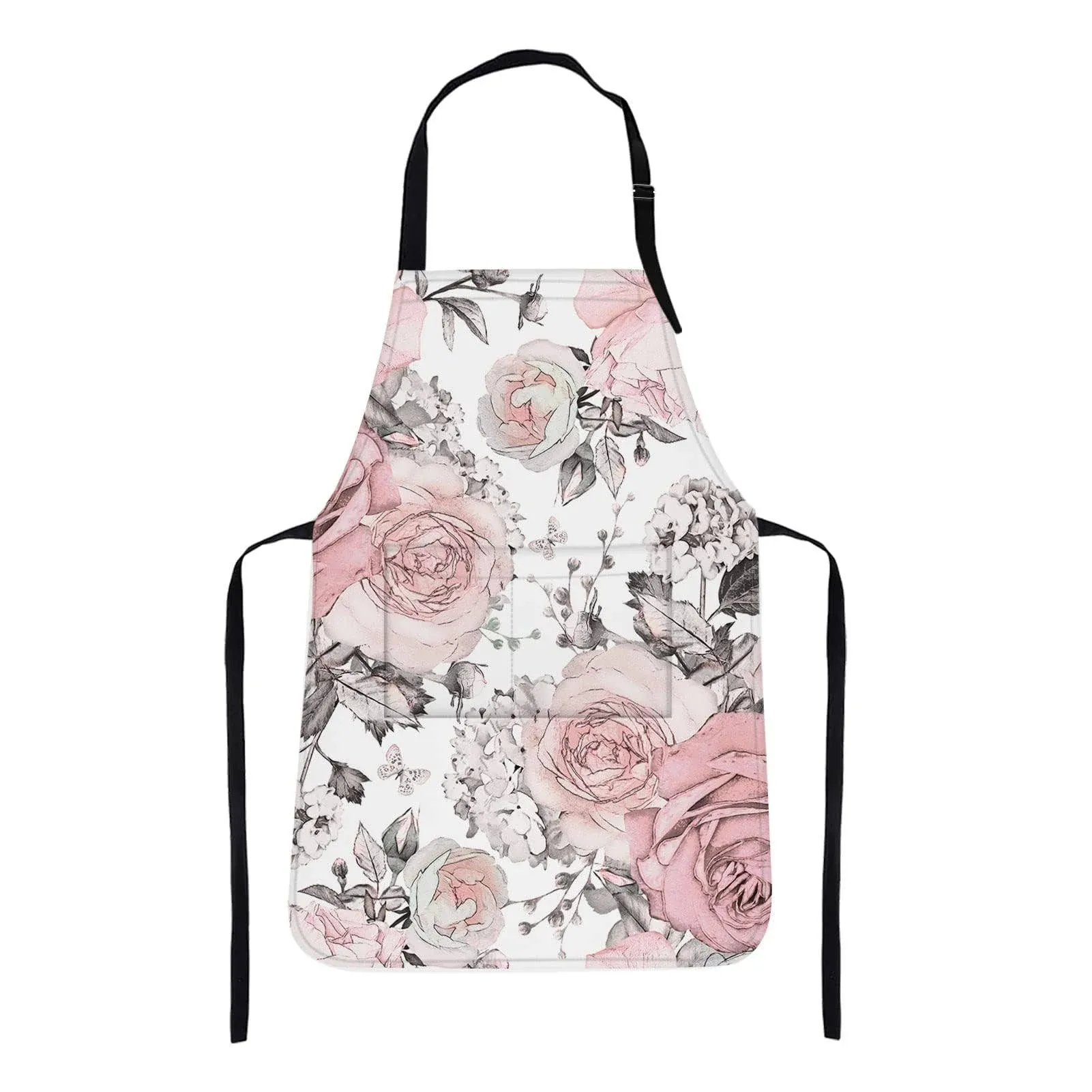 Apron Home Kitchen Cooking Baking Gardening for Women Men with Pockets Pink F...