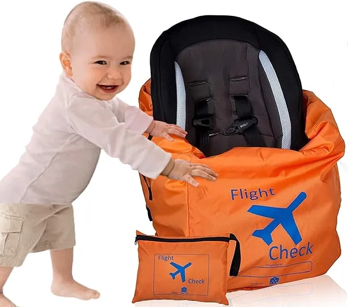 Alnoor Car Seat Travel Bag &amp; Carrier Bright Orange Storage Double Backpack