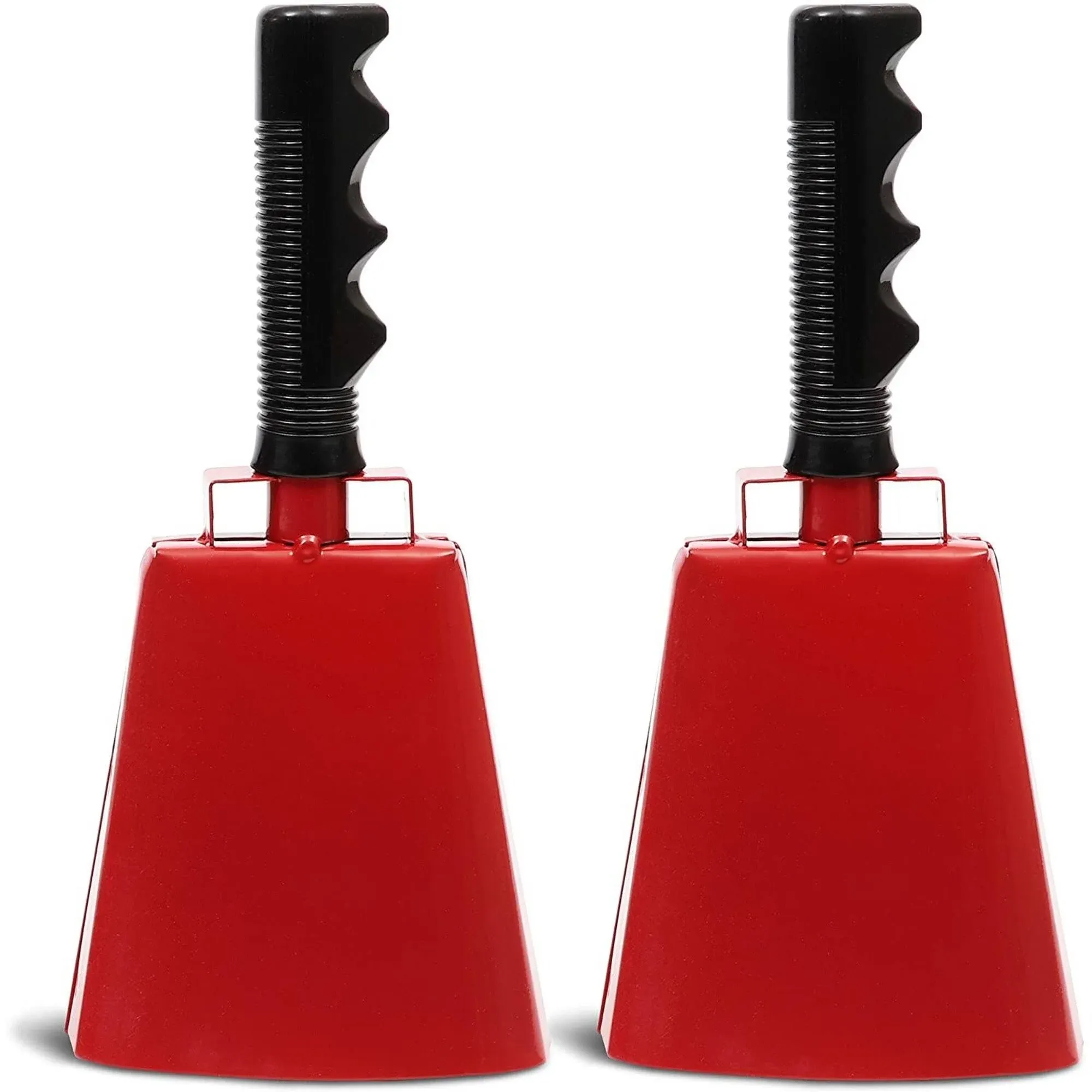 Cowbells with Handles, Red Noise Makers Set (9.5 Inches, 2-Pack)