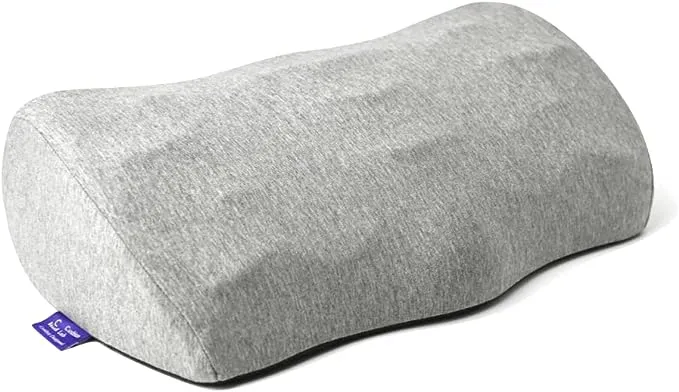 Cushion Lab Ergonomic Foot Rest for Under Desk – Patented Massage Ridge Design Memory Foam Foot Stool Pillow for Work, Home, Gaming, Computer, Office Chair – For Back & Hip Pain Relief - Light Grey