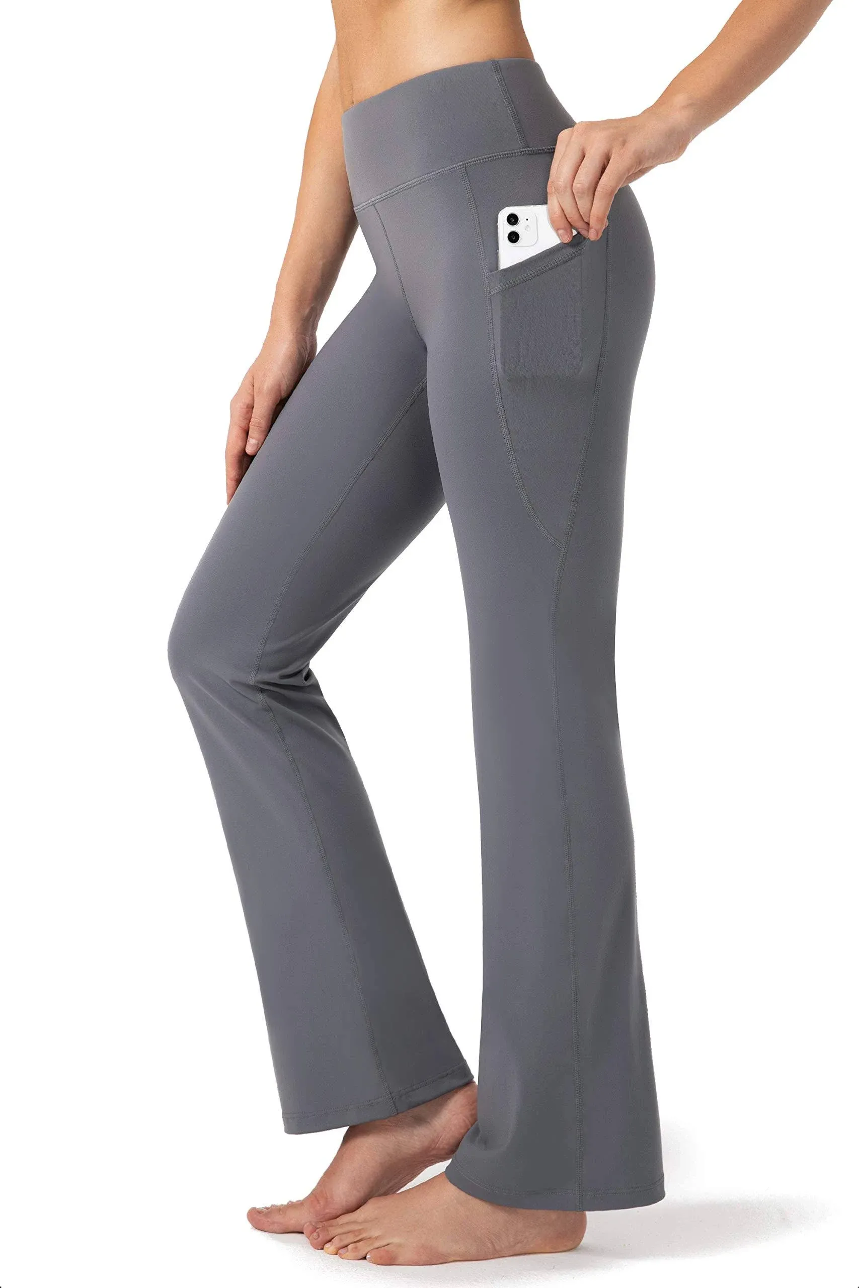 28"/30"/32"/34" Inseam Women's Bootcut Yoga Pants Long Bootleg High-Waisted Flare Pants with Pockets