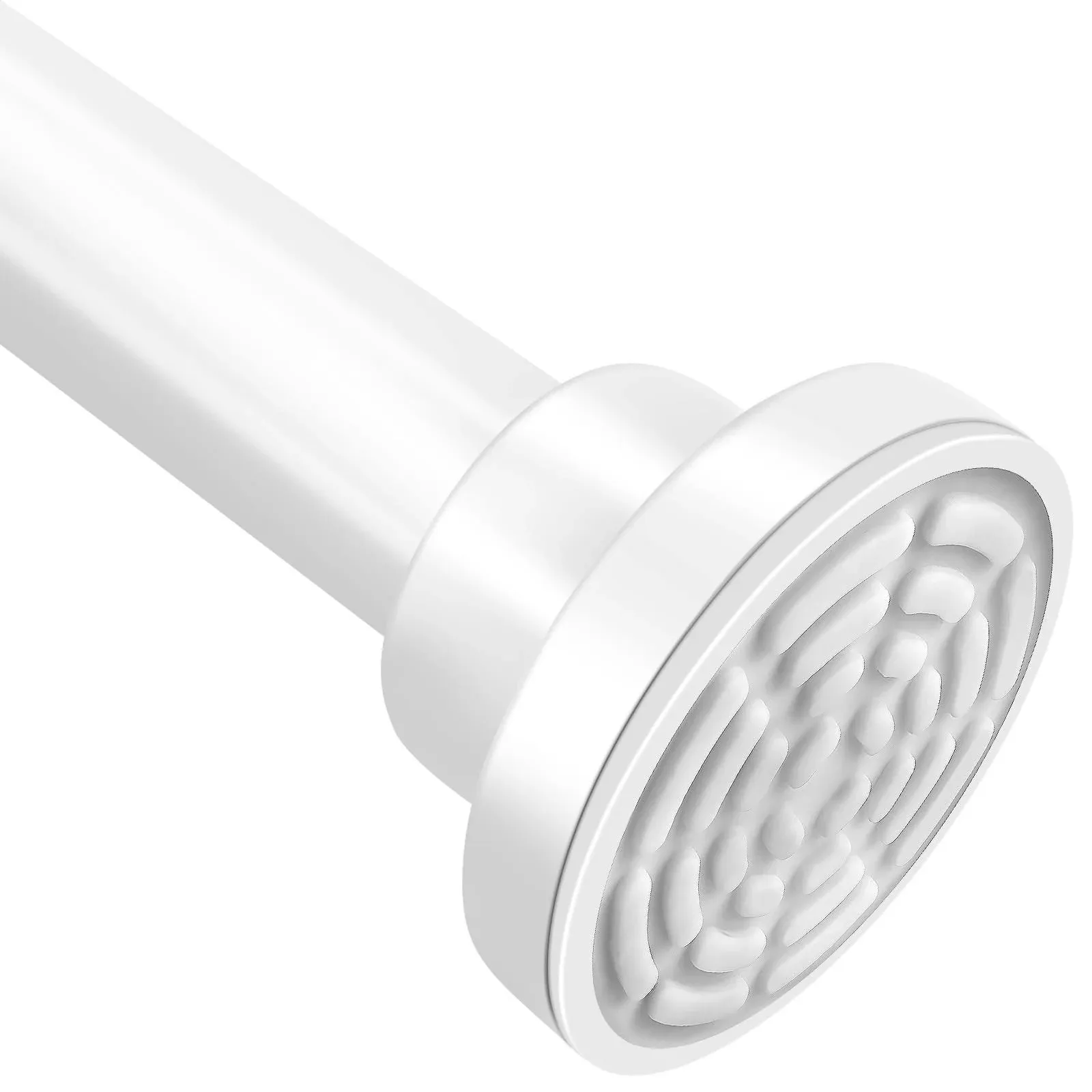 Adjustable Tension Shower Curtain Rod 42-72inches, Premium Rustproof, No Drill, Anti-Slip Spring Tension Shower Curtain Rod - White