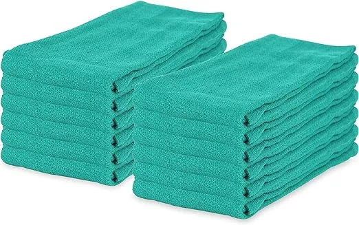 Arkwright Huck Absorbent Cleaning Towels - (Pack of 12) Lint Free Auto Detailing Microfiber Cloth Perfect for Windows, Metal, Glass, and Ceramic, 16 x 26, Hunter Green