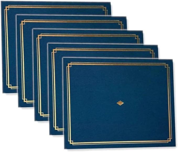 Gartner Studios Certificate Holder, Blue with Gold Foil Detail, Fits 8.5” x 11” Documents, 36 Count (54516)