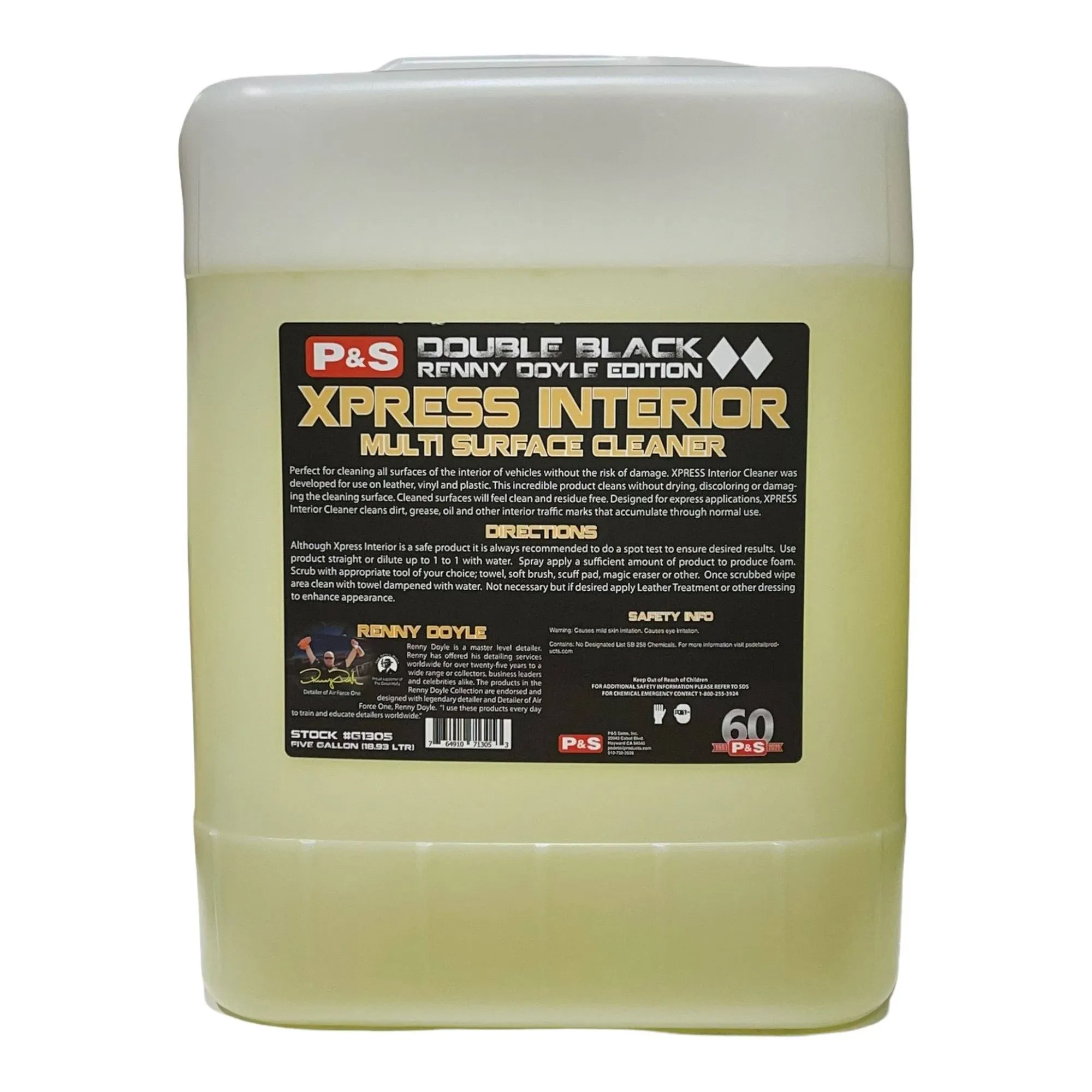 P&S Professional Detail Products - Xpress Interior Cleaner - Perfect for Safely Removing Traffic Marks, Dirt, Grease, and Oil; Works on Leather, Vinyl, and Plastic; Fresh Scent (1 Gallon)