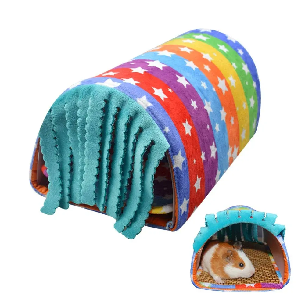 Pet Small Animal TunnelGuinea Pig Hideout Play Tube Toys Hideaway Bedding wit...