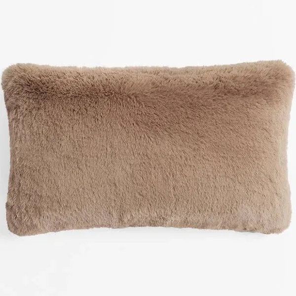 UnHide Squish Lumbar Pillow - Faux Fur Pillow - Extra Soft, Rectangular Shaped with Polyester Fill - Machine Washable - 10” x 18” - Mocha Sharpei