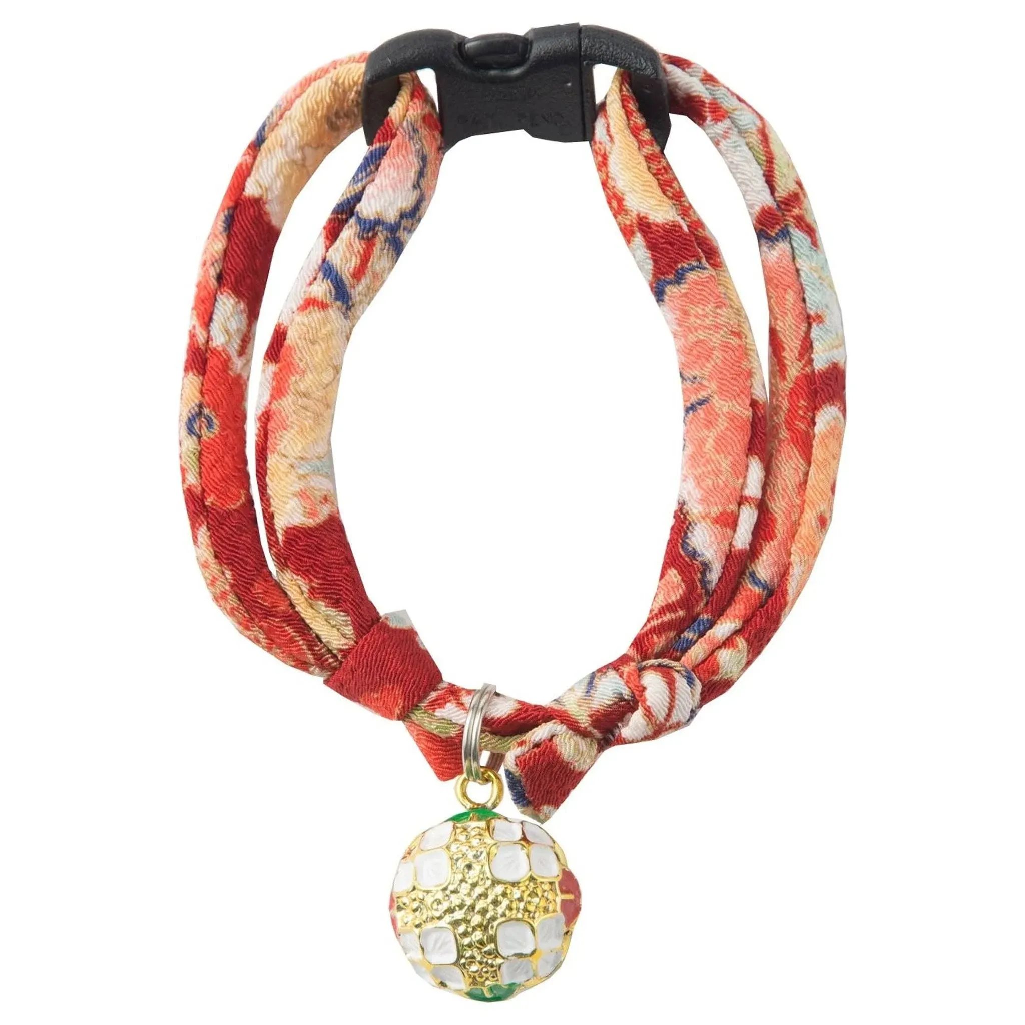 Necoichi Chirimen Temari Dynasty Cat Collar (Red)