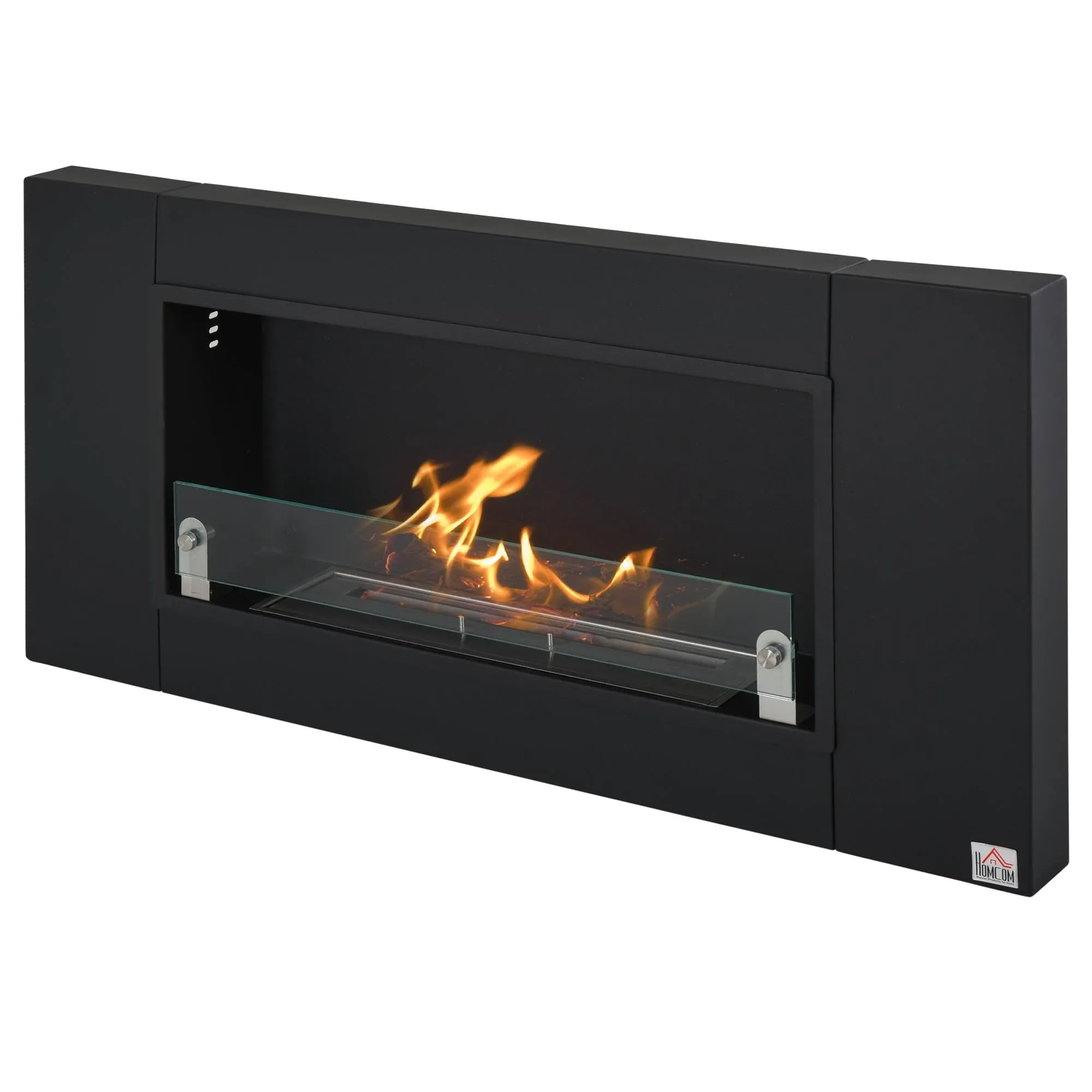 HOMCOM Ethanol Fireplace, 43.25 Wall-Mounted 0.73 Gal Stainless Steel Max 323 Sq.