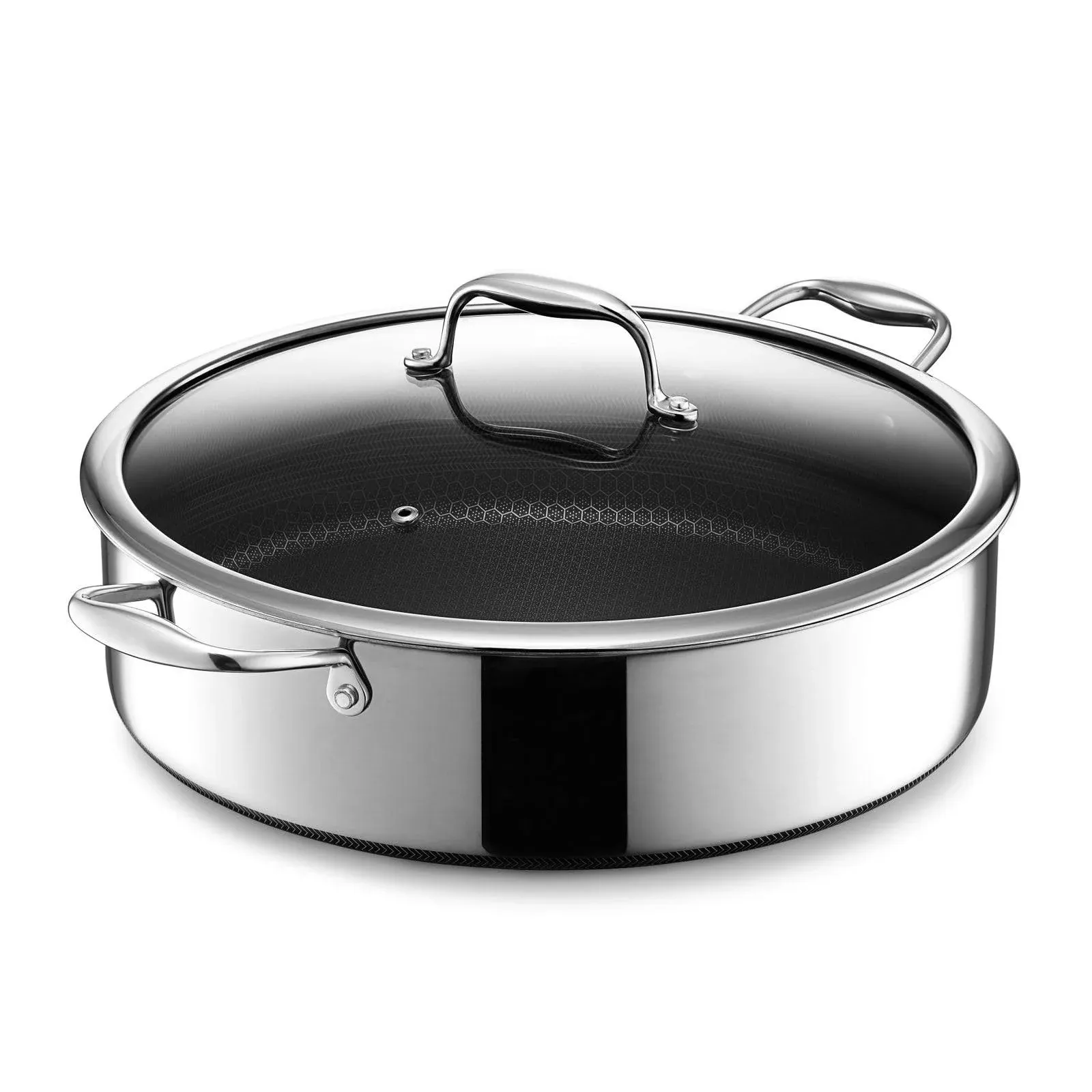 HexClad 7 Quart Hybrid Saute Pan, Nonstick Chicken Fryer, Dishwasher and Oven Friendly, Compatible with All Cooktops