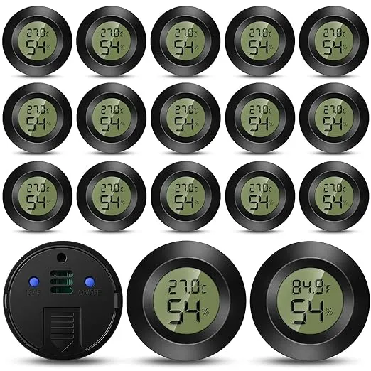 Mini Hygrometer Thermometer Electronic Digital Humidity Meter Gauge Monitor LCD Display Indoor Temperature Sensor with Fahrenheit Celsius for Jars Greenhouse Garden Fridge