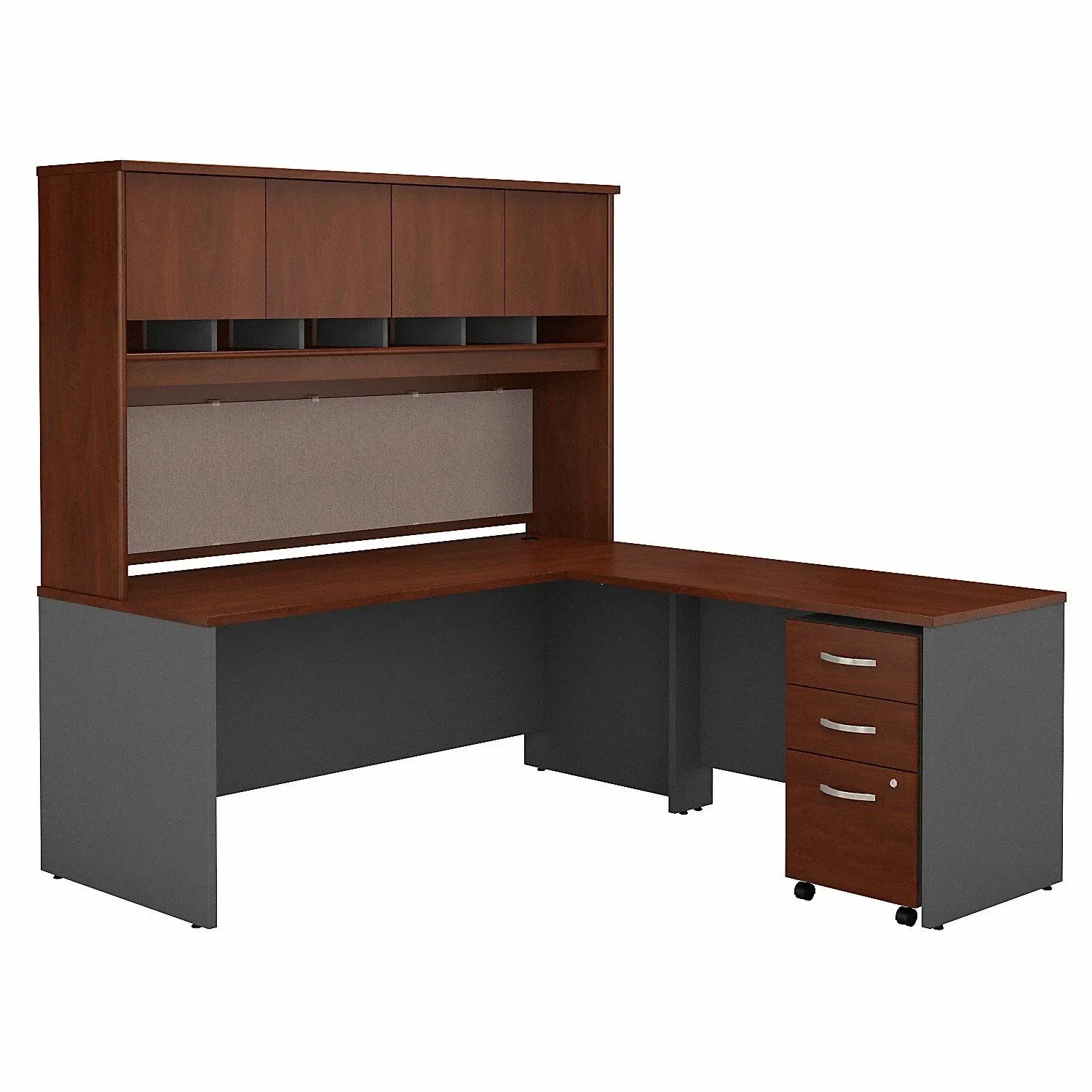 Series C 72W L Shaped Desk w/ Hutch & Mobile File Cabinet in Hansen Cherry - Bush Furniture SRC0018HCSU