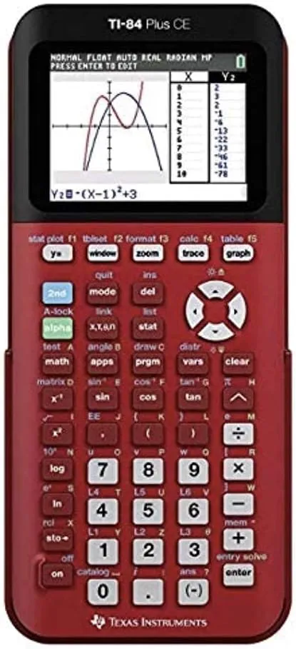 Texas Instruments Ti-84 Plus CE Radical Red Graphing Calculator