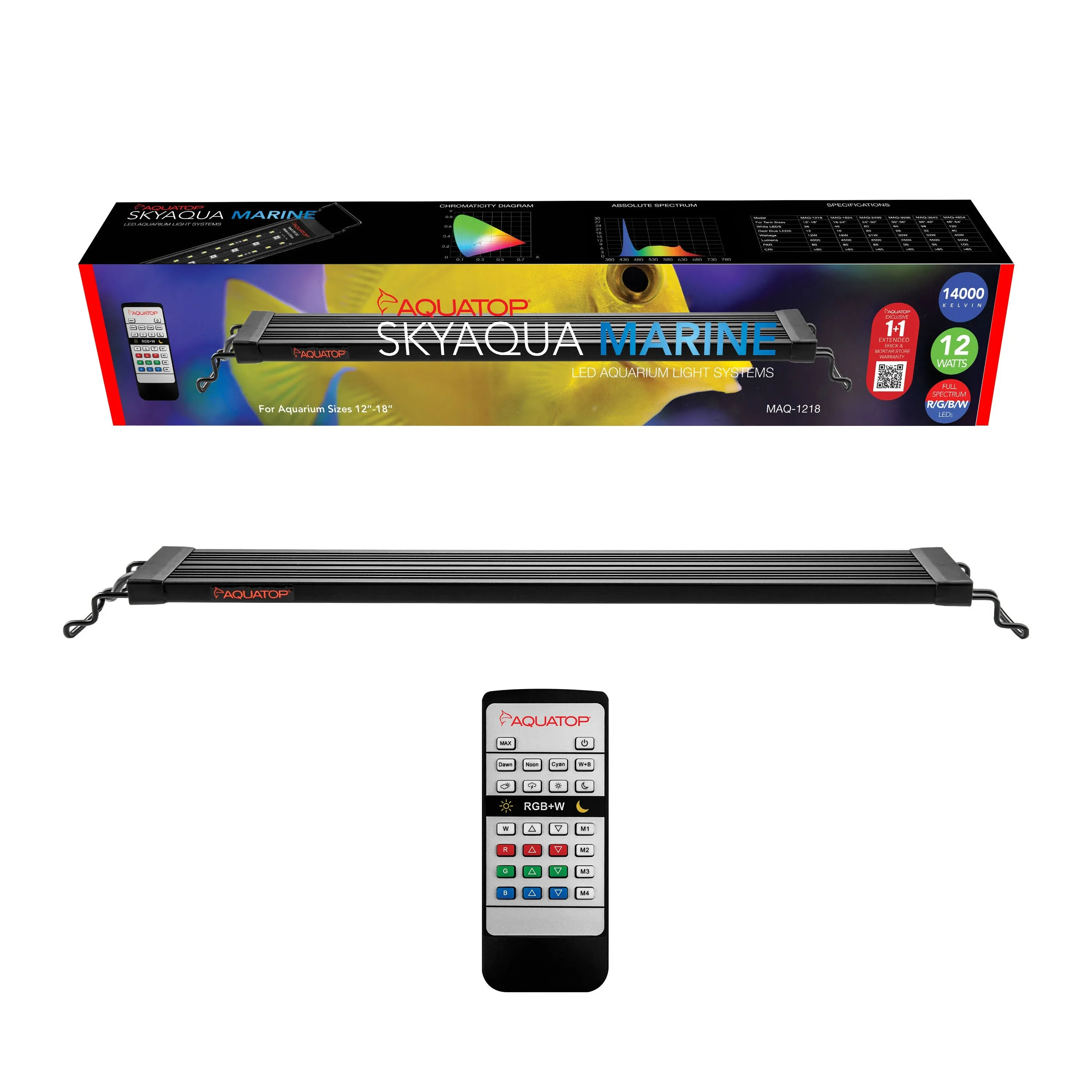 Aquatop SkyAqua LED Aquarium Light Fixture 14000K - 12-18" Long