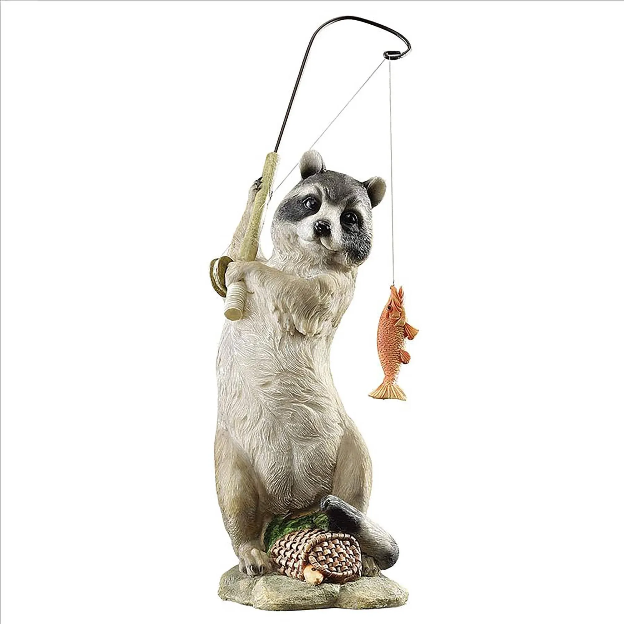 Design Toscano The Masked Fisherman Raccoon Statue