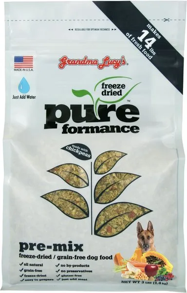 Grandma Lucy's Grain Free Pureformance Pre-Mix Freeze Dried Dog Food, 3lb