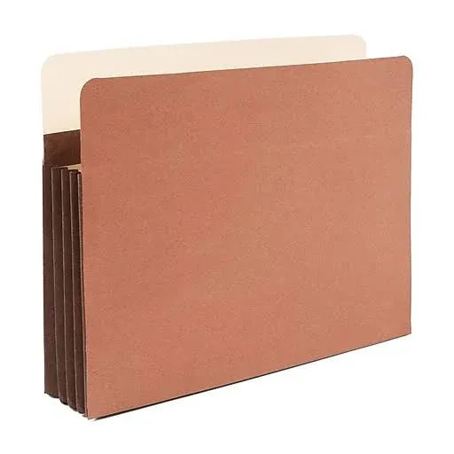 Staples Heavy-Duty Reinforced File Pocket, 3.5" Expansion, Letter size, Brown, 10/Box (704358)